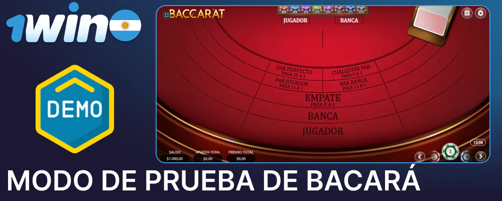 Juega gratis a juegos de bacara en 1win en el modo de demostración